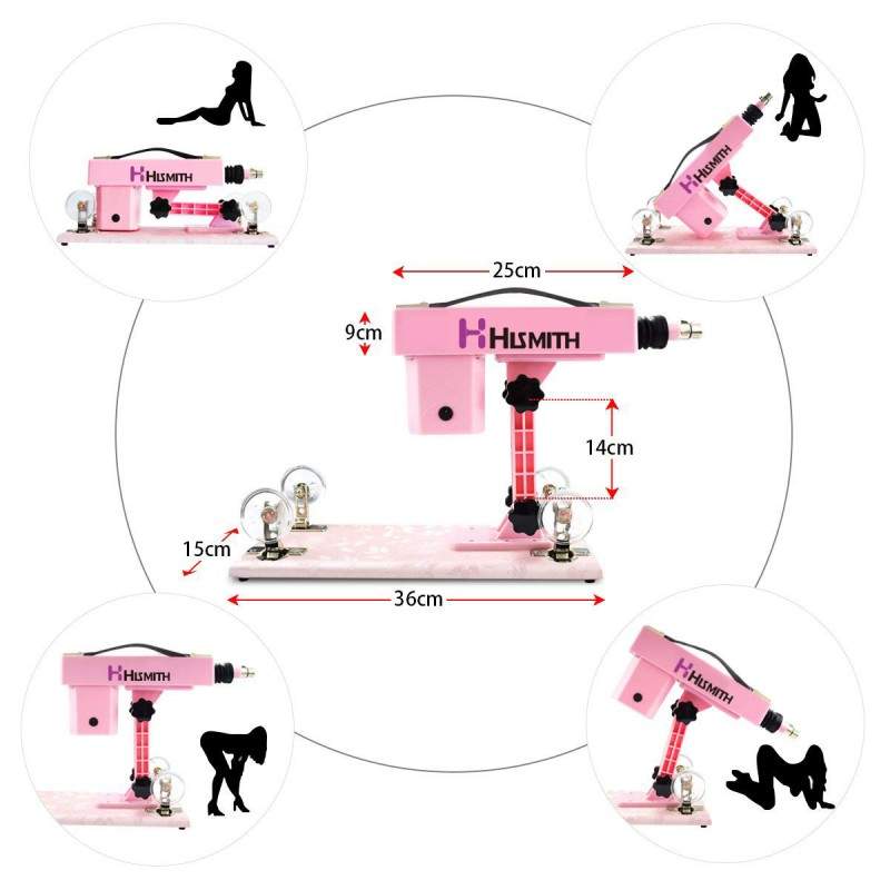Hismith Adjustable Speed Automatic Sex Machine With Quality Dildo Accessories - Pink