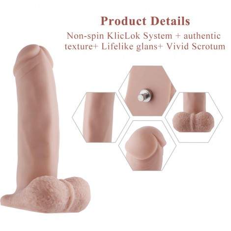 7.1" Silicone Dildo For Hismith Sex Machine With KlicLok Connector