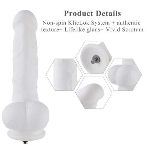 8.6" Original Silicone Dildo For Hismith Sex Machine With KlicLok Connector, 5.9" Insertable Length