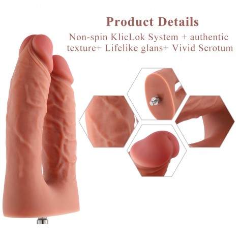Hismith Lifelike Realistic Double Penetrator Vac-U-Lock Dildo 8 Inch