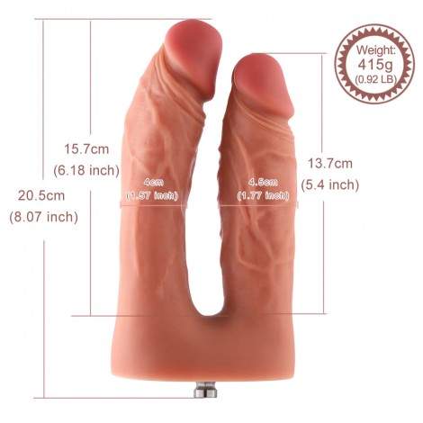 Hismith Lifelike Realistic Double Penetrator Vac-U-Lock Dildo 8 Inch