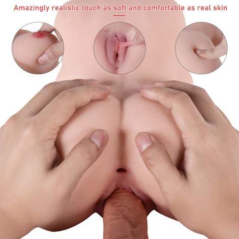 SINLOLI 2.4kg Lifelike Mini Sex Doll for Male Masturbator, Adult Toy Women Torso Sex Toy with Skeleton Pussy Ass TPE Doll