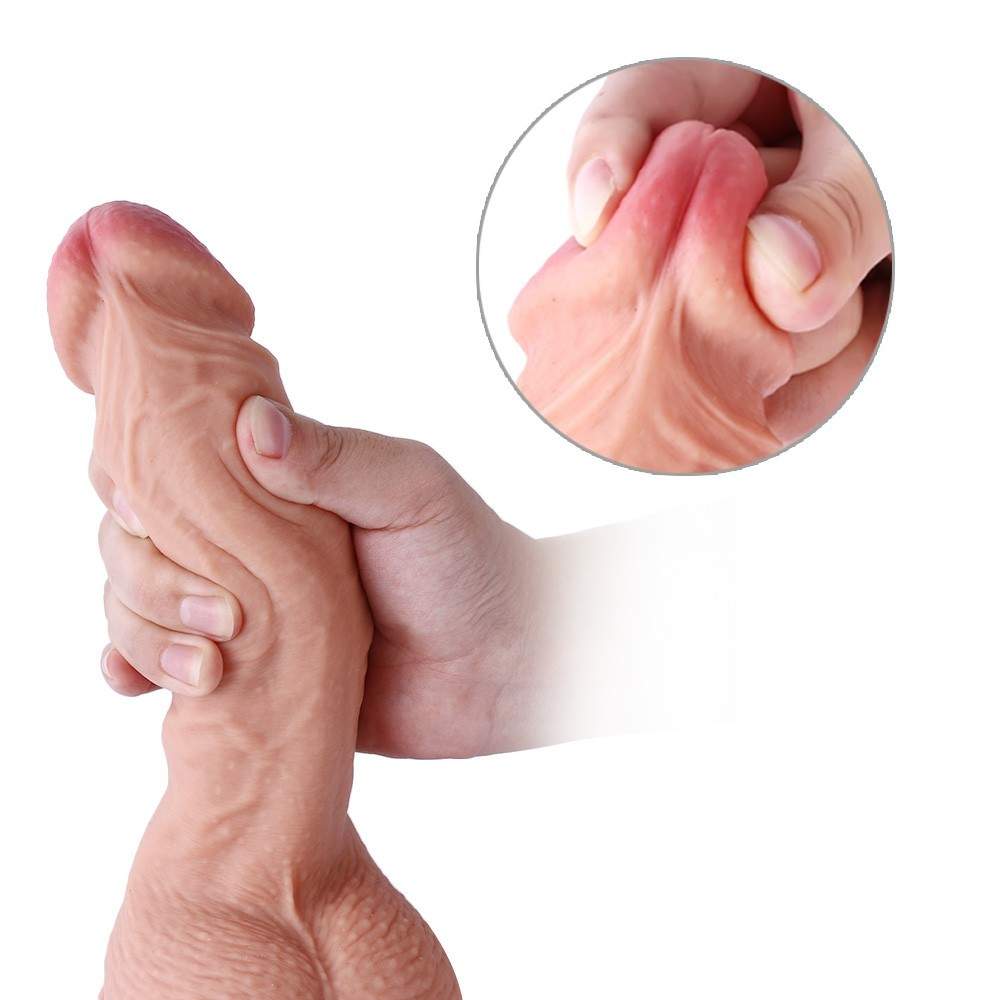SINLOLI Double Layered Silicone Dildo with Suction Cup, 9 Inch, 16.75 Ounce 