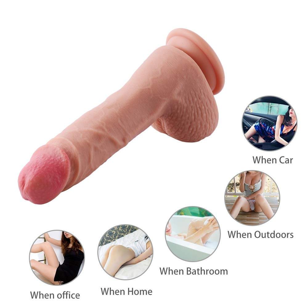SINLOLI Double Layered Silicone Dildo with Suction Cup, 9 Inch, 16.75 Ounce 