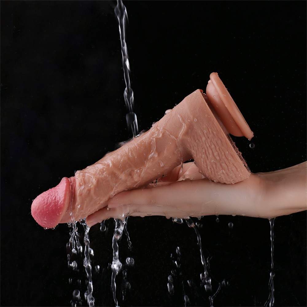 SINLOLI Double Layered Silicone Dildo with Suction Cup, 9 Inch, 16.75 Ounce 