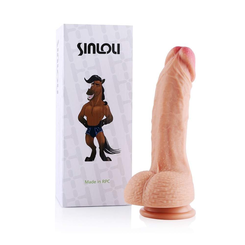 SINLOLI Double Layered Silicone Dildo with Suction Cup, 9 Inch, 16.75 Ounce 