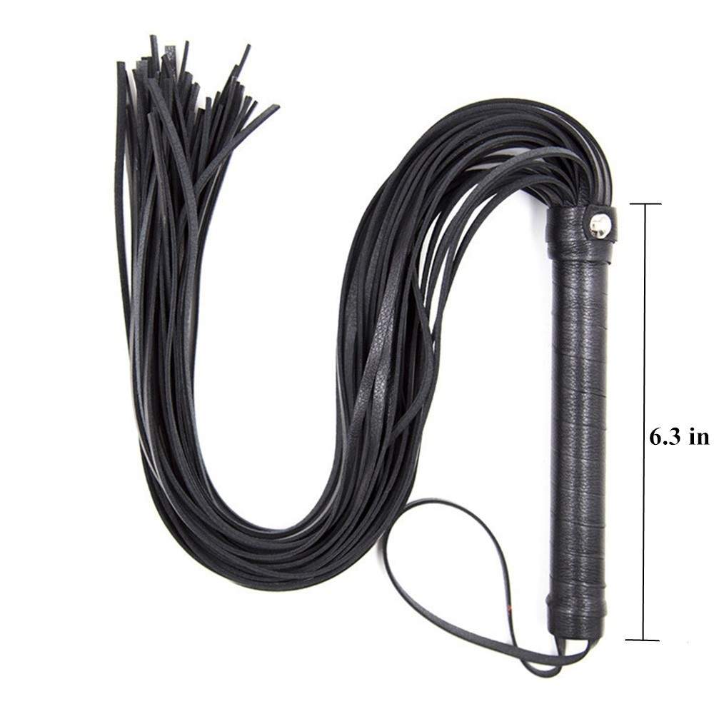 Top-Grade Flogger Whip,SINLOLI Faux Leather Whips Bondage Sex Toy for Couple (Black)